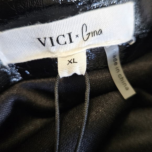 VICI × GINA Curved Mini Pleather Skirt In Black. Size XL NWT - Picture 5 of 11